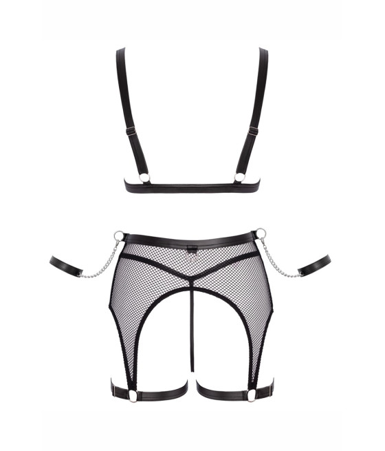 Ensemble Fetish noir en dentelle - Cotelli Bondage