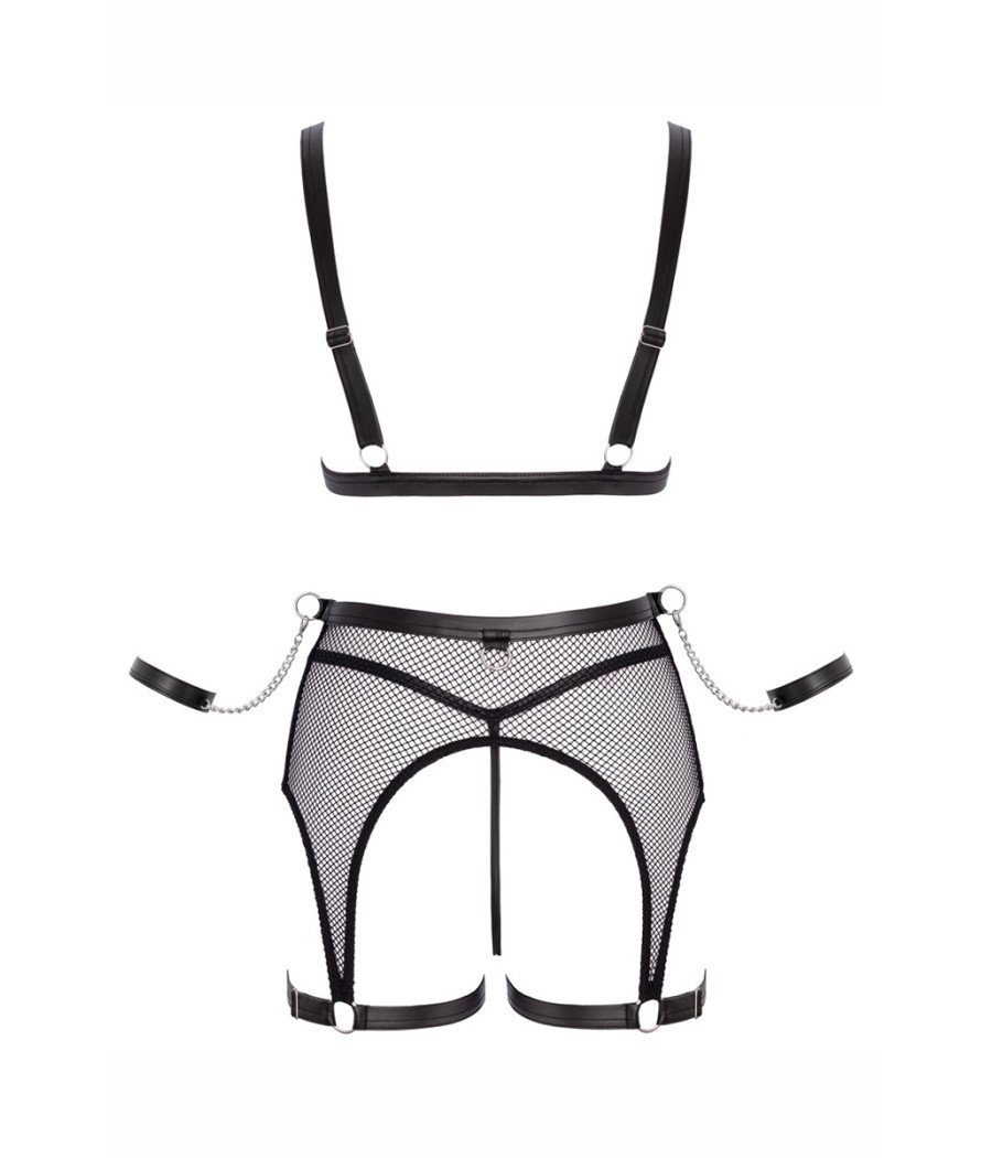 Ensemble Fetish noir en dentelle - Cotelli Bondage
