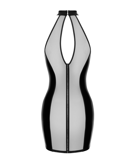 Mini robe tulle et wetlook Luxuria F370 - Noir Handmade