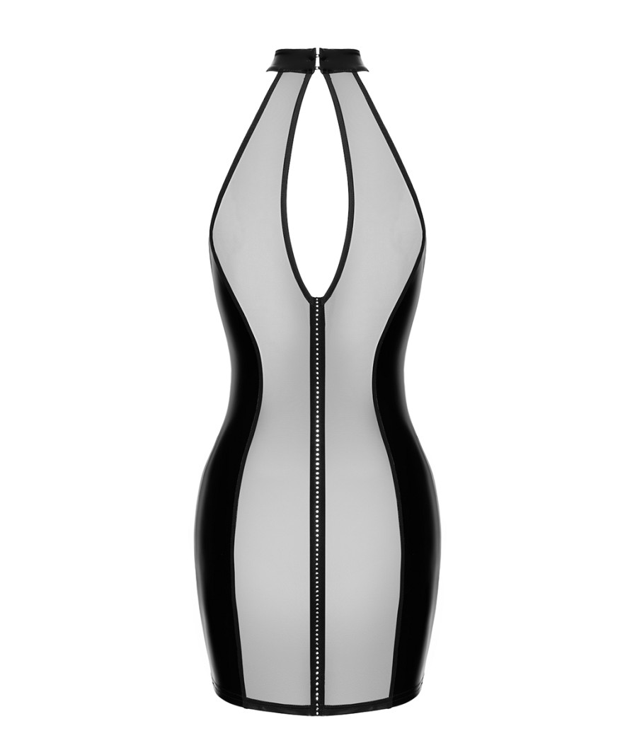 Mini robe tulle et wetlook Luxuria F370 - Noir Handmade