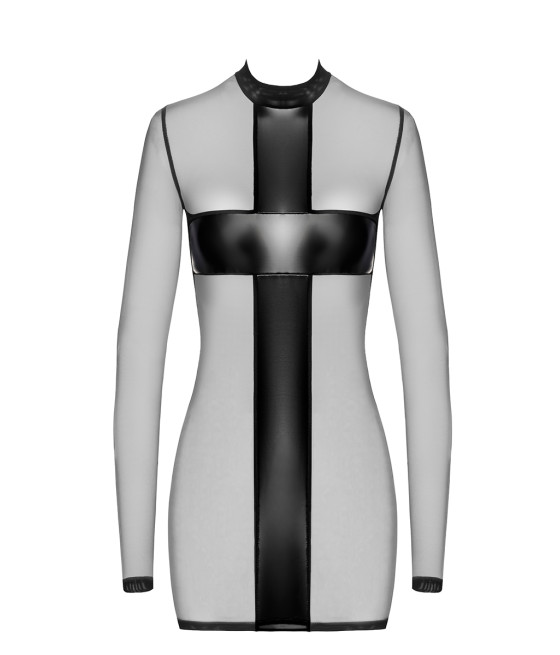 Mini robe tulle et wetlook Crossfire F369 - Noir Handmade