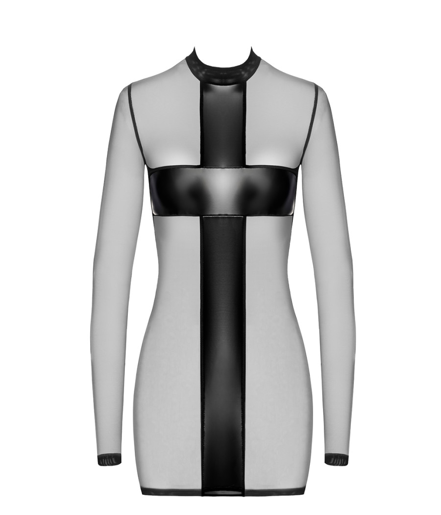 Mini robe tulle et wetlook Crossfire F369 - Noir Handmade