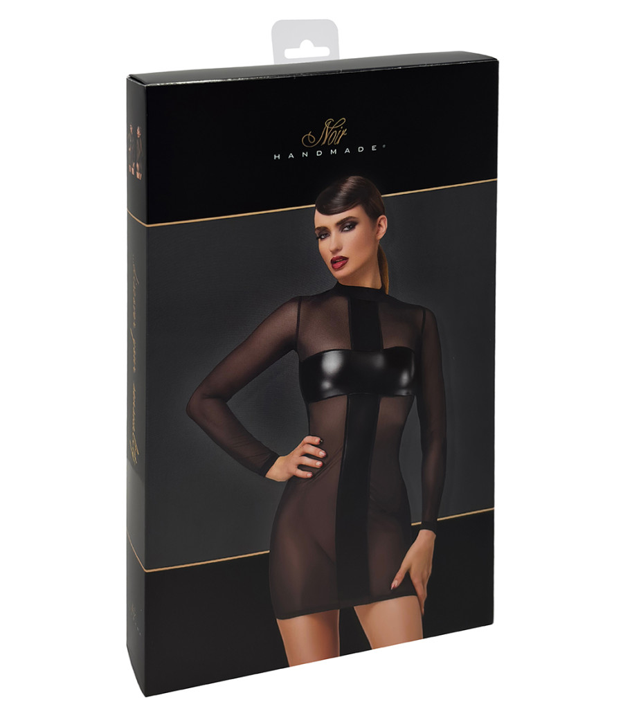 Mini robe tulle et wetlook Crossfire F369 - Noir Handmade