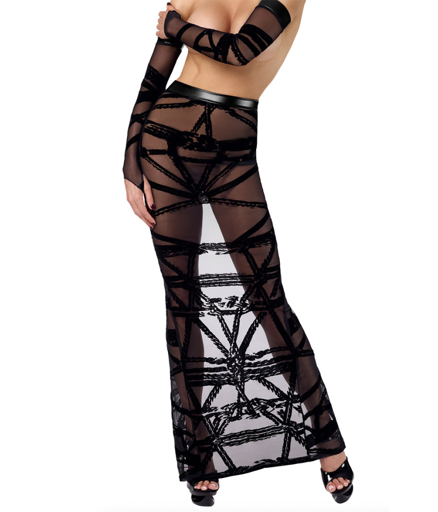 Jupe longue fendue Bondesque F360 - Noir Handmade