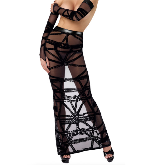 Jupe longue fendue Bondesque F360 - Noir Handmade