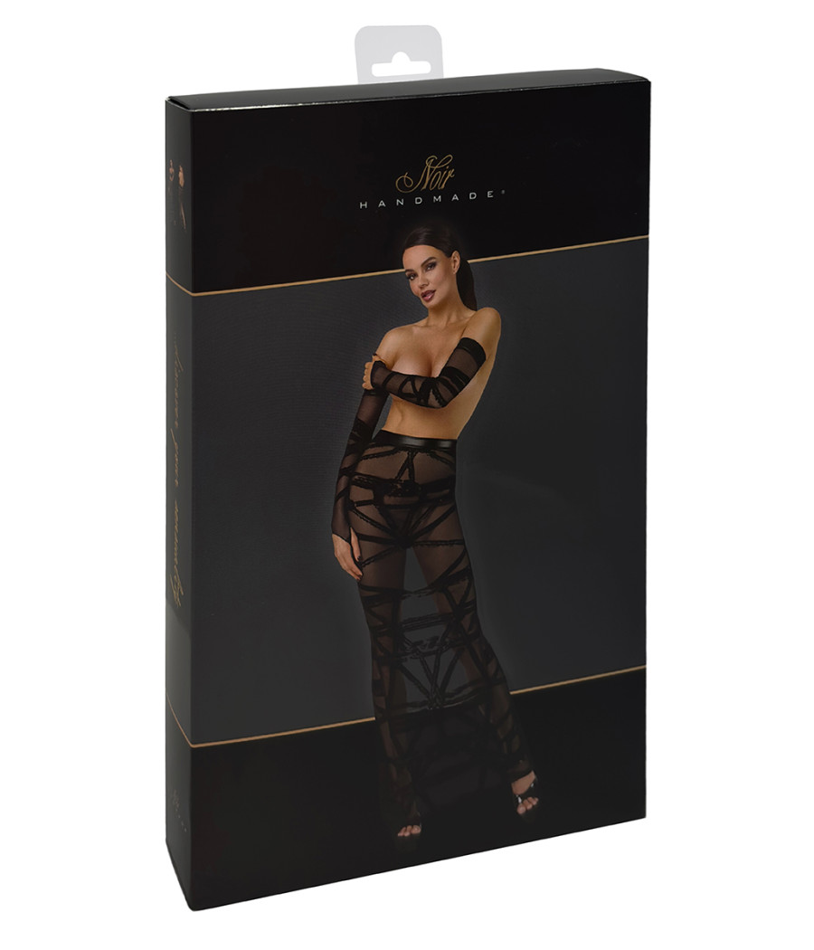 Jupe longue fendue Bondesque F360 - Noir Handmade