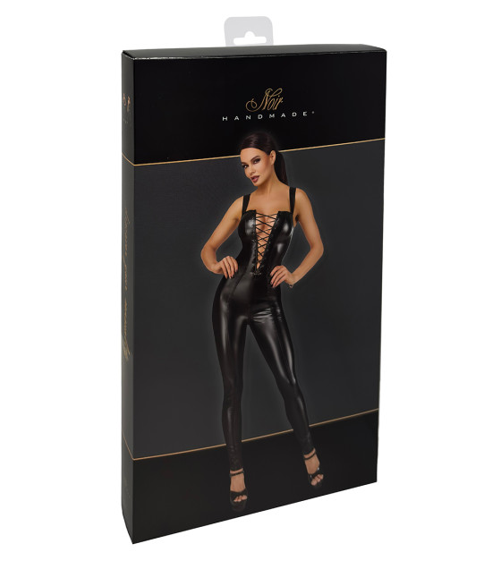 Combinaison lacée en wetlook Vixen F362 - Noir Handmade