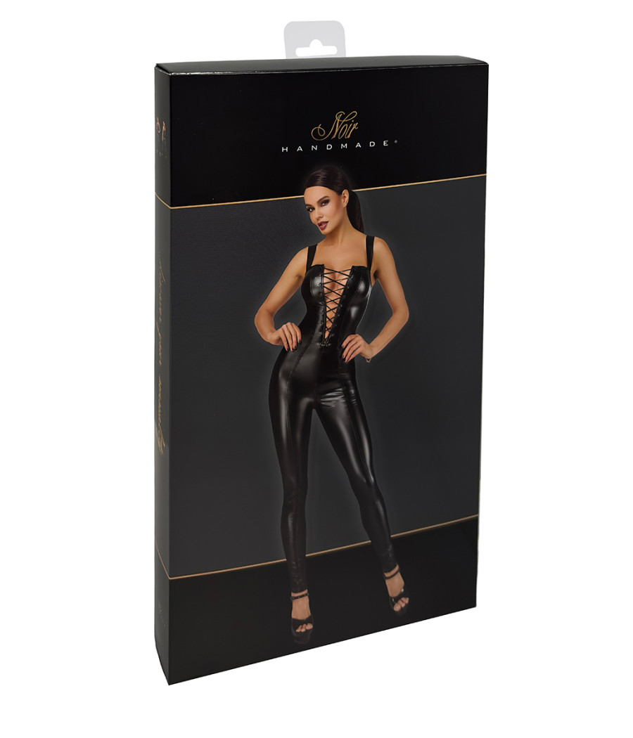 Combinaison lacée en wetlook Vixen F362 - Noir Handmade
