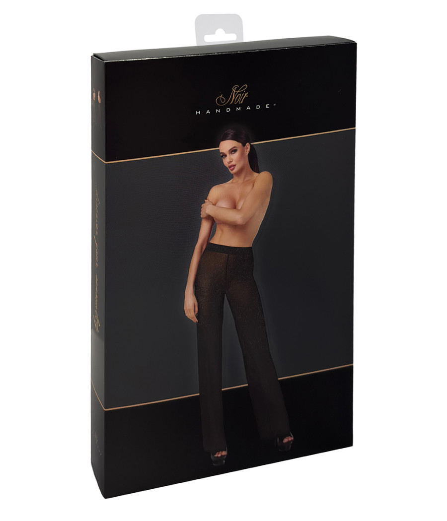 Pantalon en maille pailletée Onyx F374 - Noir Handmade