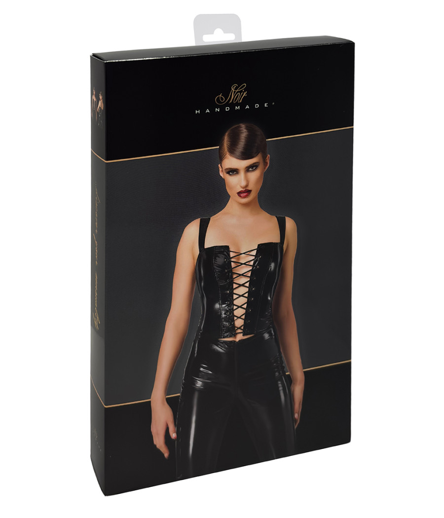 Corset en vinyle Dominae F379 - Noir Handmade