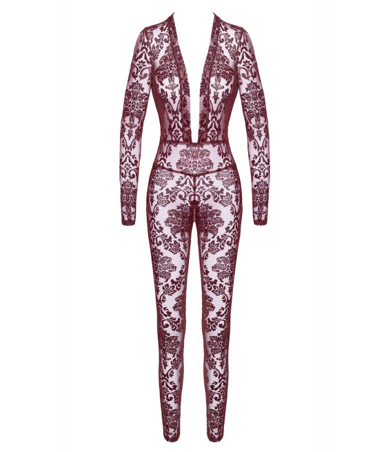 Combinaison en tulle floqué Kink Royal F382 - Noir Handmade