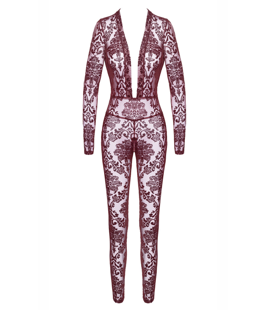 Combinaison en tulle floqué Kink Royal F382 - Noir Handmade