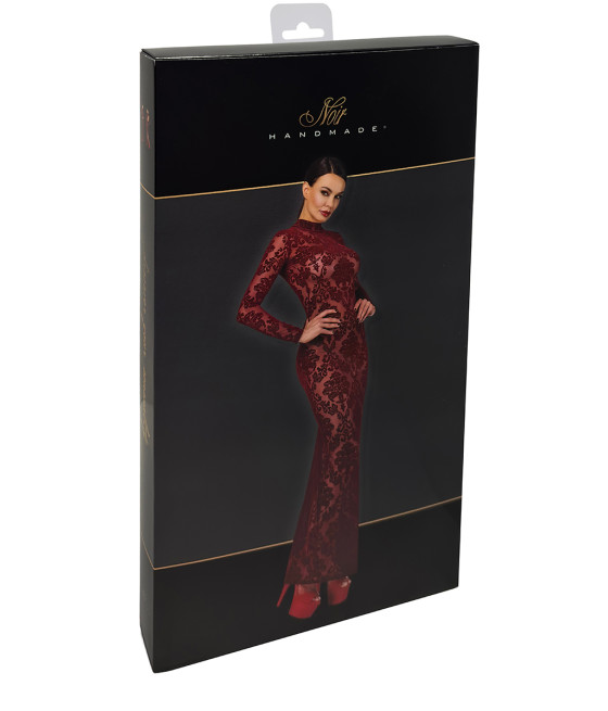 Robe fendue en tulle floqué Kink Royal F383 - Noir Handmade