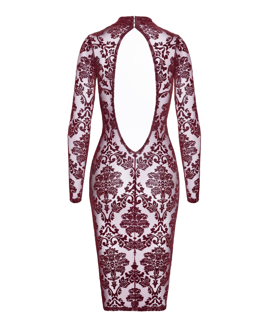 Robe fourreau en tulle floqué Kink Royal F384 - Noir Handmade