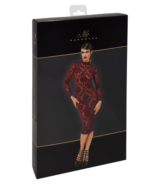 Robe fourreau en tulle floqué Kink Royal F384 - Noir Handmade