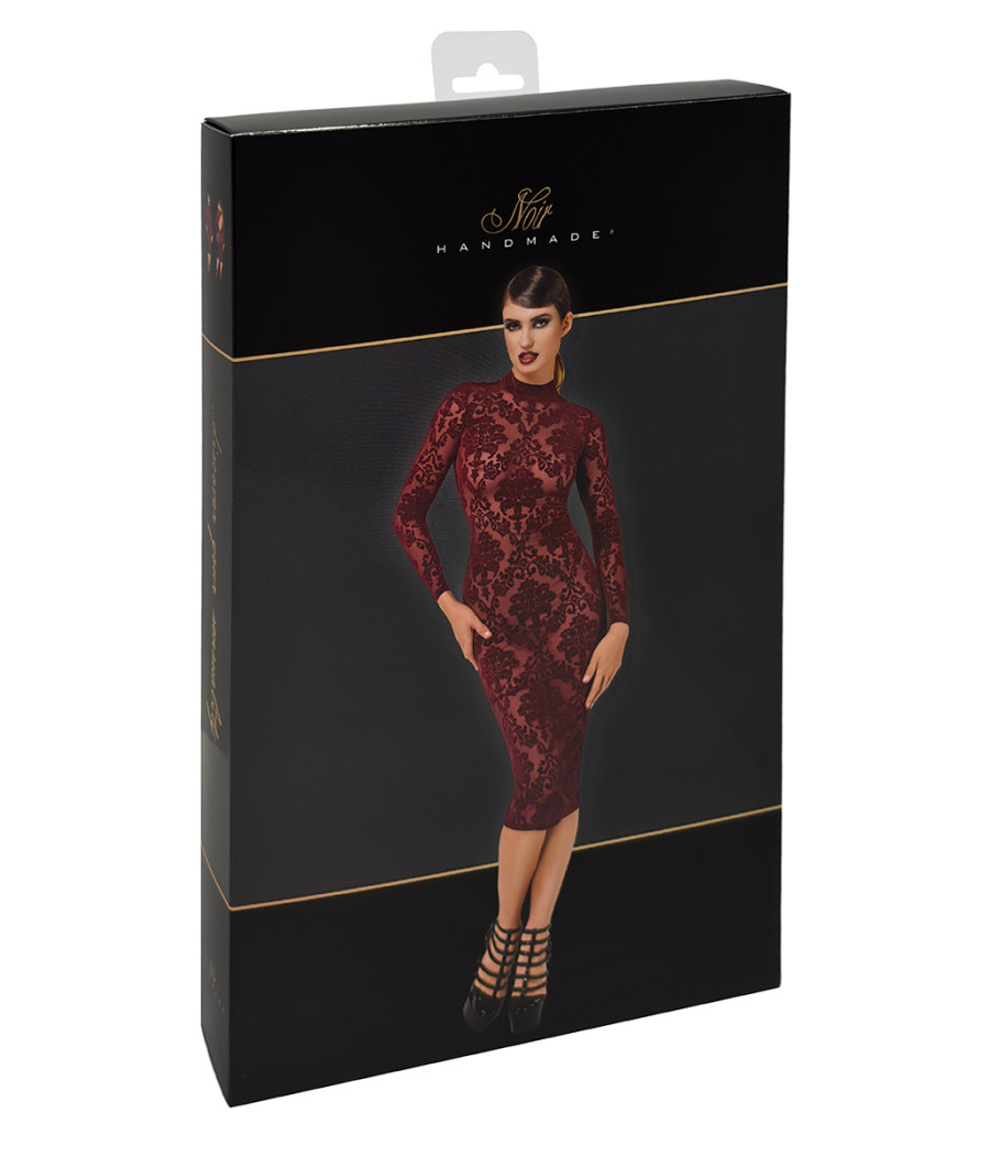 Robe fourreau en tulle floqué Kink Royal F384 - Noir Handmade