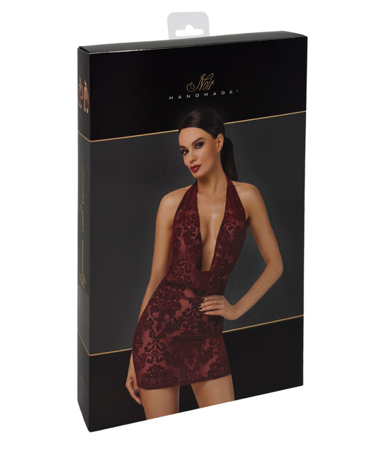 Mini robe dos nu en tulle floqué Kink Royal F385 - Noir Handmade