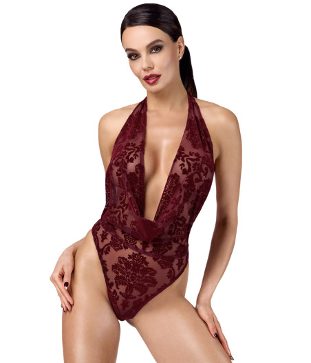 Body en tulle floqué Kink Royal F386 - Noir Handmade