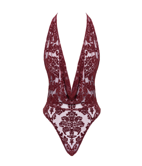 Body en tulle floqué Kink Royal F386 - Noir Handmade