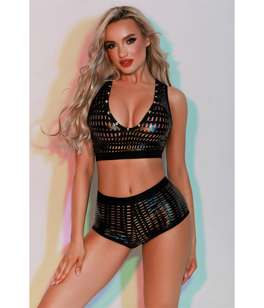 Ensemble Top et Shorty noir - J Lingerie