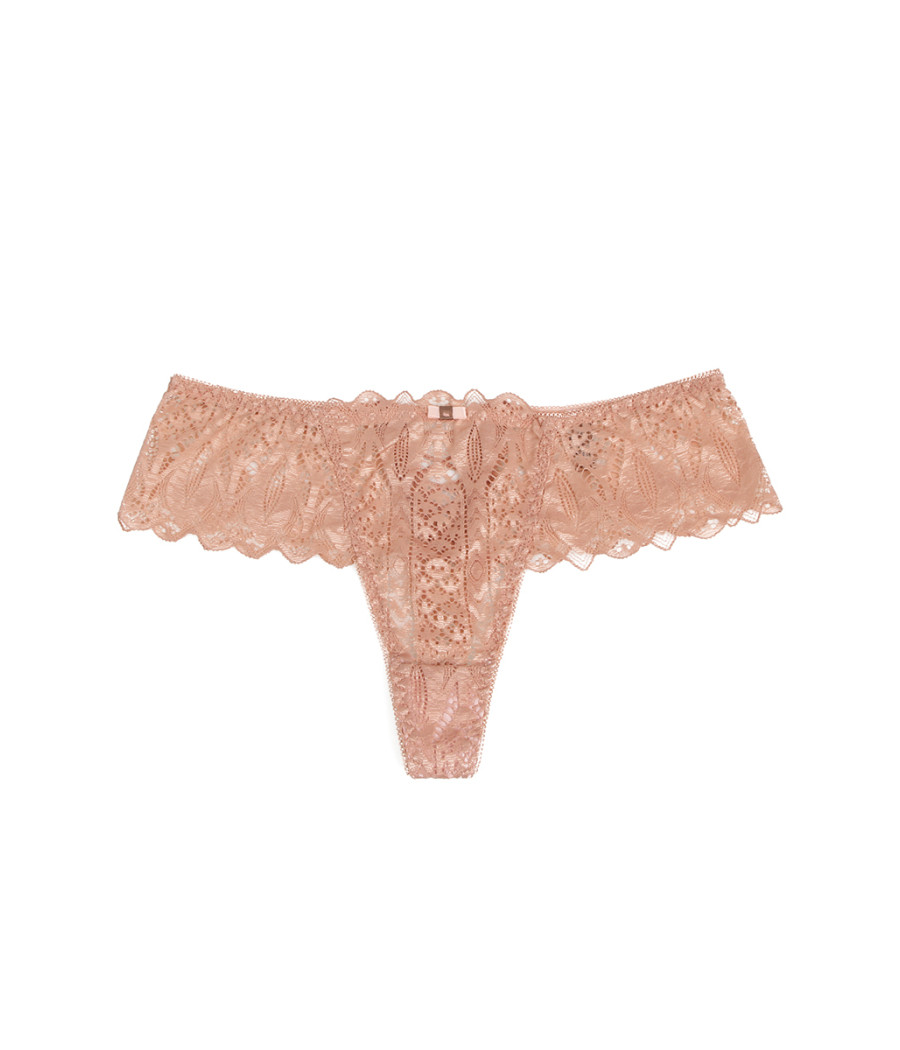 String dentelle dos lacé Rose - Litolu Lingerie