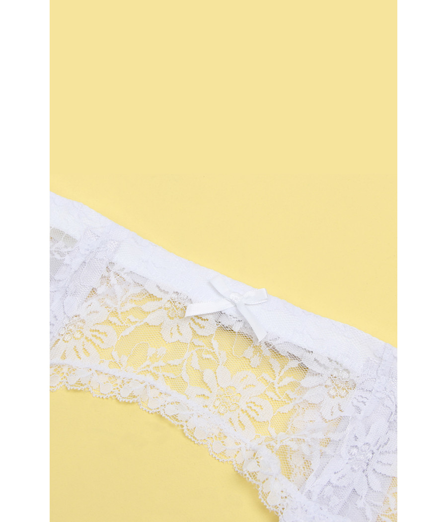 Porte-jarretelles et string Blanc - Litolu Lingerie