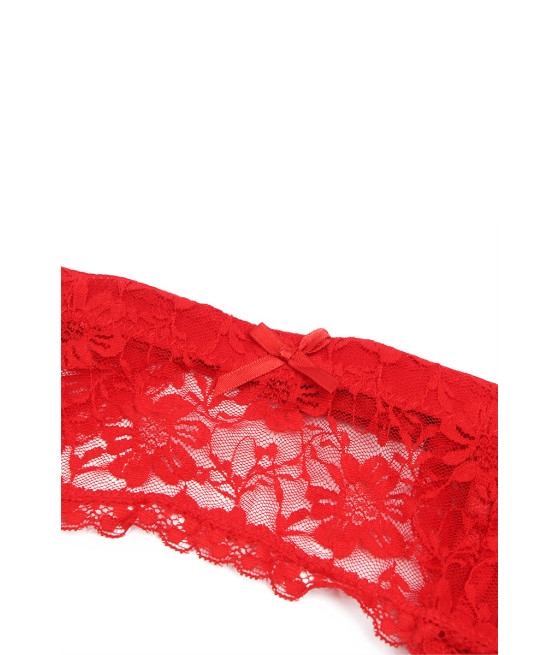 Porte-jarretelles et string Rouge - Litolu Lingerie