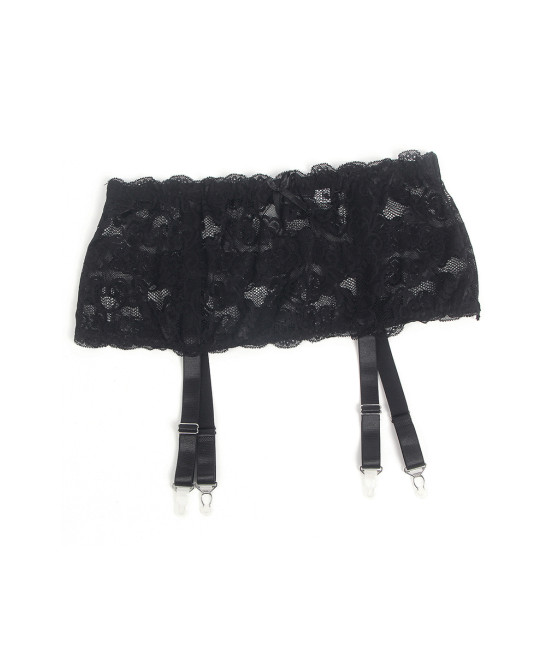 Porte-jarretelles dentelle large Noir - Litolu Lingerie