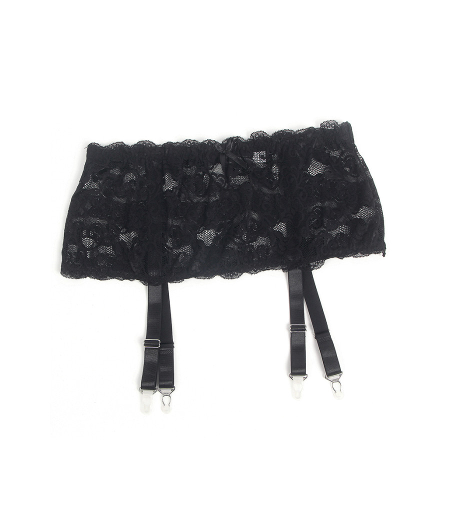 Porte-jarretelles dentelle large Noir - Litolu Lingerie