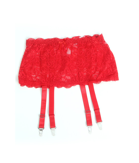 Porte-jarretelles dentelle large Rouge - Litolu Lingerie
