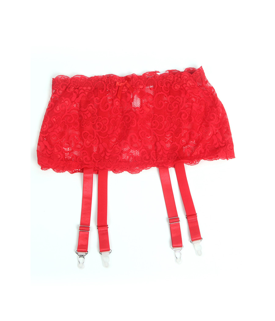 Porte-jarretelles dentelle large Rouge - Litolu Lingerie