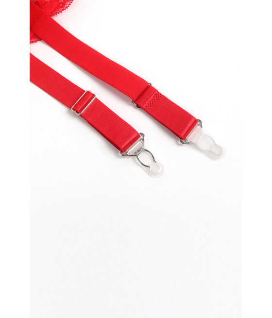 Porte-jarretelles dentelle large Rouge - Litolu Lingerie