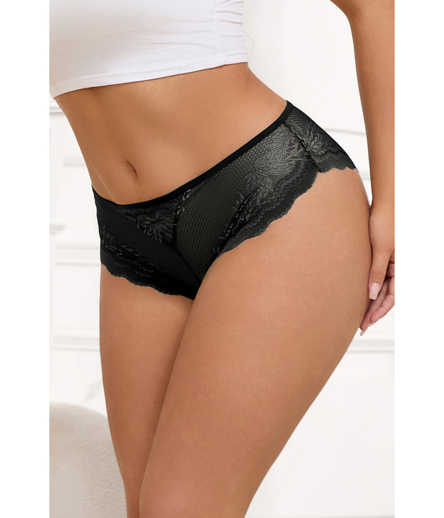 Tanga dentelle bijou Coeur Noir - Litolu Lingerie