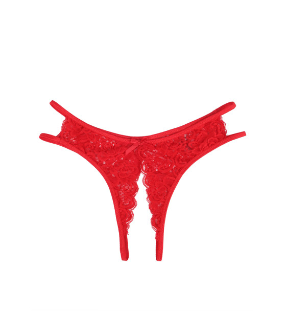String ouvert dentelle Rouge - Litolu Lingerie