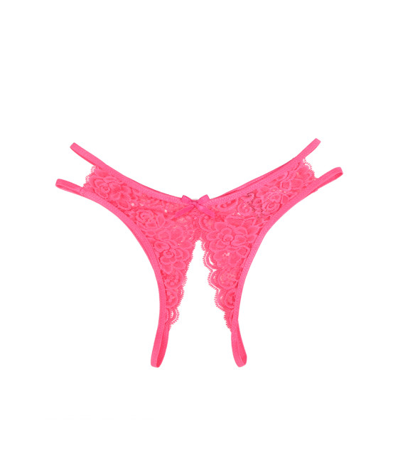 String ouvert dentelle Rose - Litolu Lingerie