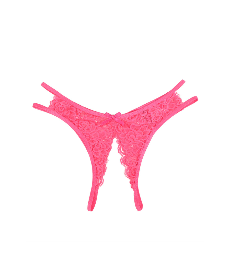 String ouvert dentelle Rose - Litolu Lingerie