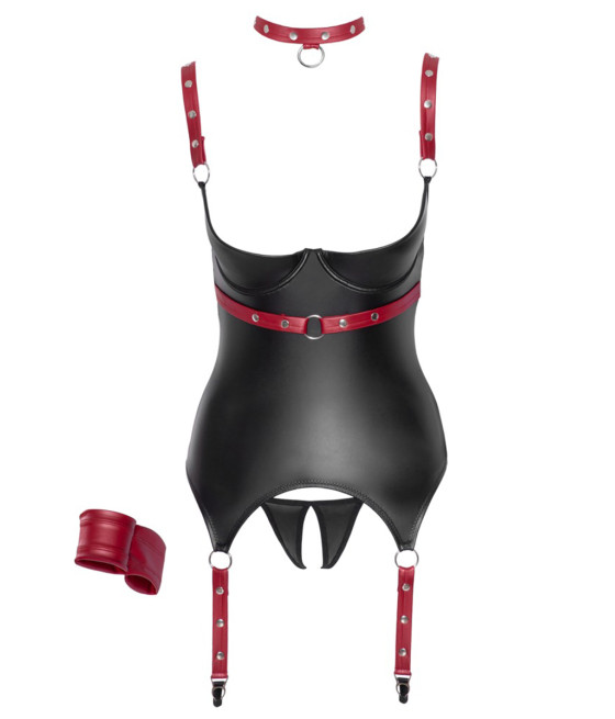 Ensemble ouvert avec collier et menottes - Cotelli Bondage