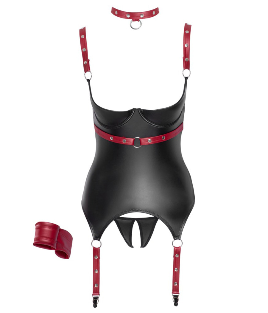 Ensemble ouvert avec collier et menottes - Cotelli Bondage