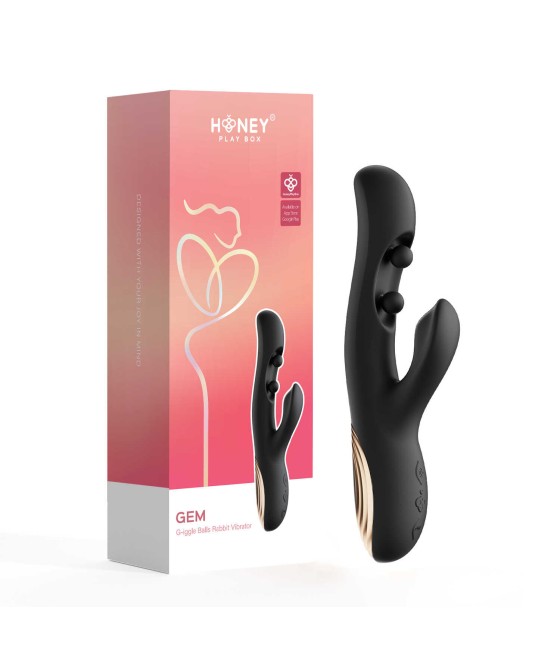 Gem vibromasseur rabbit avec capteurs de pression et application Noir